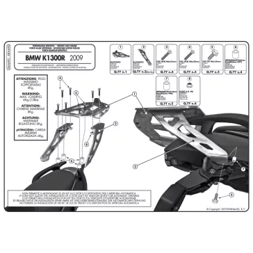   Csomagtartó alap BMW K 1200 R (05-08) / K 1300 R (09-16) GIVI alumínium