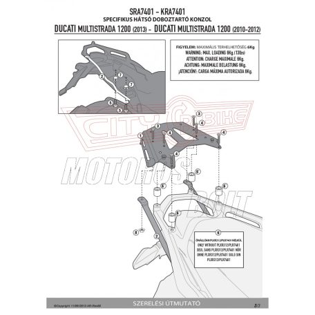 Csomagtartó alap DUCATI MULTISTRADA 1200 (10-14) GIVI alumínium