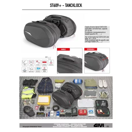 GIVI ST609+ 25+25 literes Easylock oldaltáska szett – sportos, vízálló