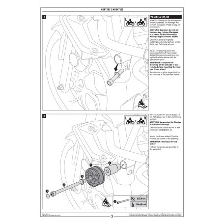 Bukógomba szett SUZUKI GSX-S 750 ABS , YAMAHA MT-03 ABS  SW-Motech