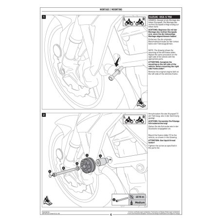 Bukógomba szett SUZUKI GSX-S 750 ABS , YAMAHA MT-03 ABS  SW-Motech