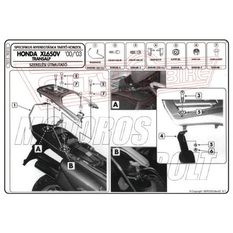 Oldaltáska tartó Honda XL 650V Transalp (00-07) GIVI