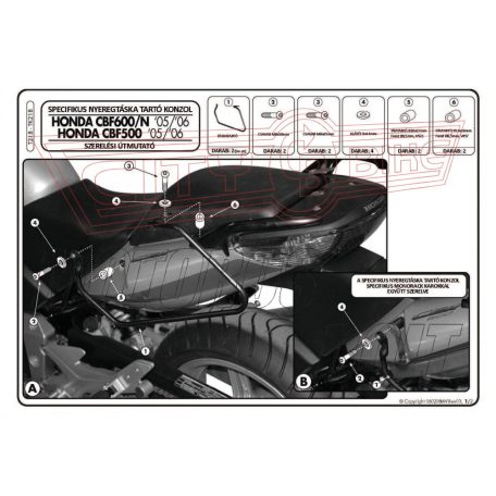Oldaltáska tartó cső Honda CBF 500 (04-12) / Honda CBF 600S/ CBF 600N (04-12) /Honda CBF 1000 / ABS (06-09) GIVI