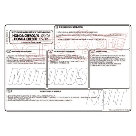 Oldaltáska tartó cső Honda CBF 500 (04-12) / Honda CBF 600S/ CBF 600N (04-12) /Honda CBF 1000 / ABS (06-09) GIVI