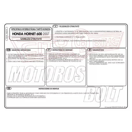 Oldaltáska tartó Honda Hornet 600 / Hornet 600 ABS (07-10) GIVI