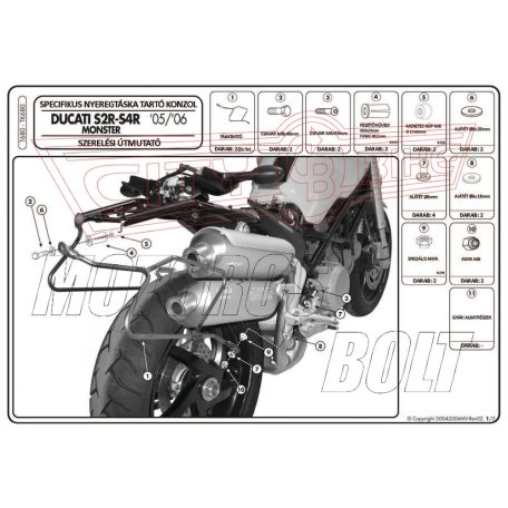 Oldaltáska tartó Ducati Monster S2R/S4R/S4RS 800-1000 (04-08) GIVI