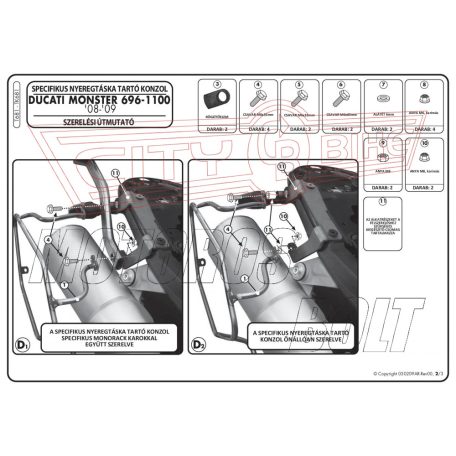 Oldaltáska tartó Ducati Monster 696/796/1100 (08-14) GIVI
