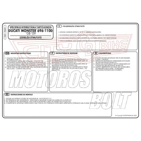 Oldaltáska tartó Ducati Monster 696/796/1100 (08-14) GIVI