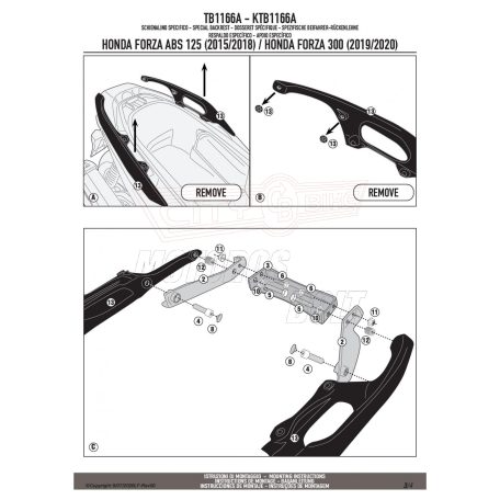 Háttámla HONDA FORZA 125 ABS (15 > 18) / Forza 125 (19-24)/Forza 300 (19 > 20) / ADV 350 (22-25) / Forza 350 (23-24) GIVI