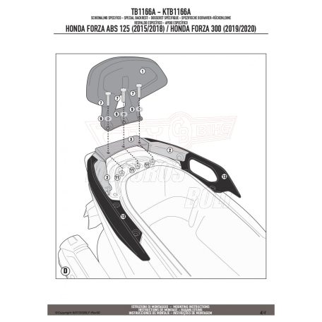 Háttámla HONDA FORZA 125 ABS (15 > 18) / Forza 125 (19-24)/Forza 300 (19 > 20) / ADV 350 (22-25) / Forza 350 (23-24) GIVI