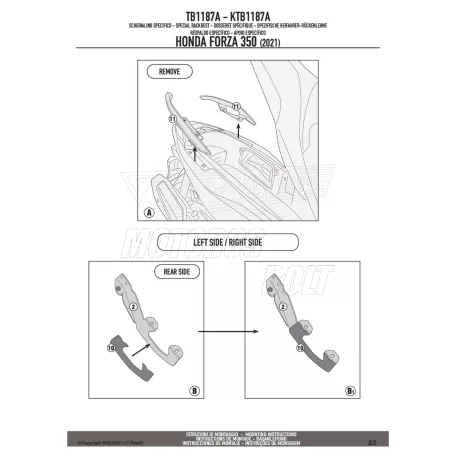 Háttámla HONDA FORZA 125 (21 > 24) / HONDA FORZA 350 (21 > 22) GIVI