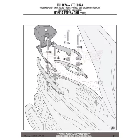 Háttámla HONDA FORZA 125 (21 > 24) / HONDA FORZA 350 (21 > 22) GIVI