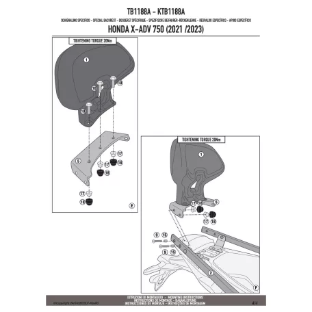Háttámla HONDA X-ADV 750 (2021-2025) GIVI