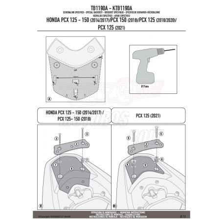 Háttámla HONDA PCX 125 (18 > 24) / PCX 125-150 (14 > 17) / PCX 150 (18) GIVI