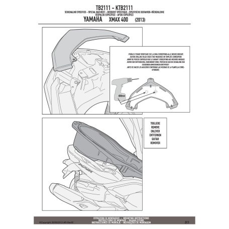 Háttámla MBK Evolys 125-250 (2014-2017) / MBK Skyliner 125-250 (2014) / YAMAHA X-Max 125-250 (2014-2017) / YAMAHA X-Max 400 (2013-2016) GIVI