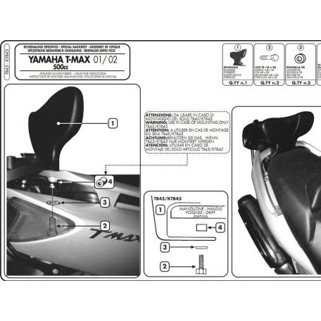 Háttámla Yamaha T-Max 500 (01-07) GIVI