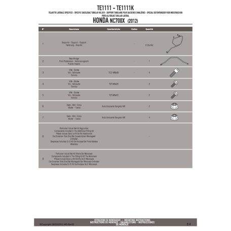 Oldaltáska tartó Easylock táskához Honda NC 700 S (12-13) / Honda NC 750 S (14-15) / Honda NC 700 X (12-13) / Honda NC 750 X (14-15) GIVI
