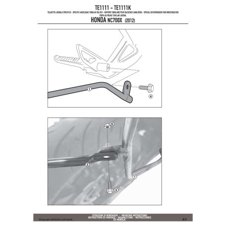 Oldaltáska tartó Easylock táskához Honda NC 700 S (12-13) / Honda NC 750 S (14-15) / Honda NC 700 X (12-13) / Honda NC 750 X (14-15) GIVI