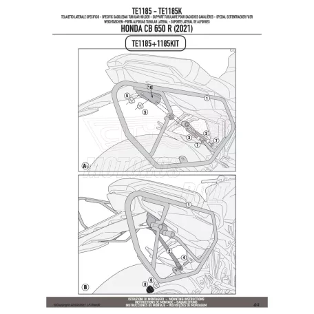 Oldaltáska tartó Easylock HONDA CB 650 R (2021-2024) GIVI