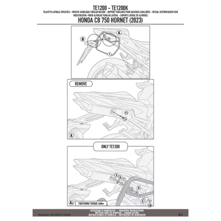 Oldaltáska tartó Easylock táskához HONDA CB 750 Hornet (2023-2025) GIVI