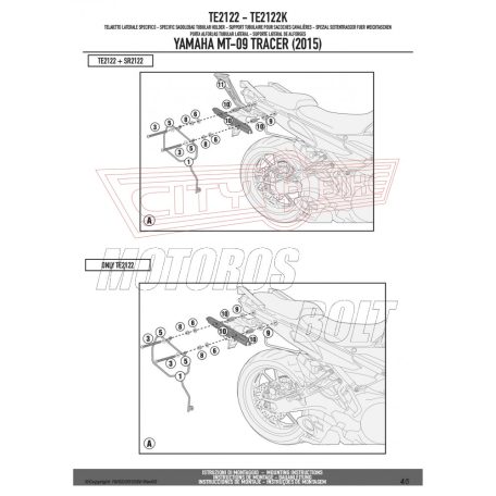 Oldaltáska tartó Easylock táskához Yamaha MT-09 Tracer (2015-2017) GIVI