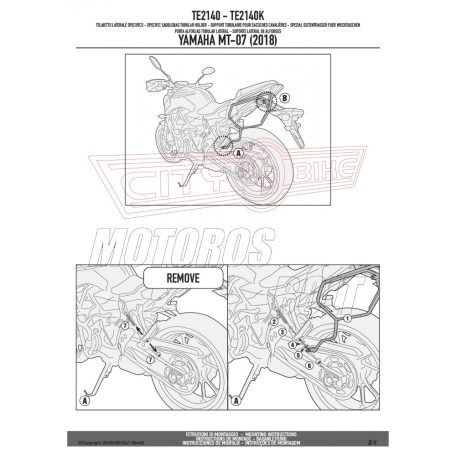 Oldaltáska tartó Easylock táskához YAMAHA MT-07 (2018-2020) / Yamaha MT-07 (2021-2024) GIVI