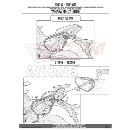 Oldaltáska tartó Easylock táskához YAMAHA MT-07 (2018-2020) / Yamaha MT-07 (2021-2024) GIVI
