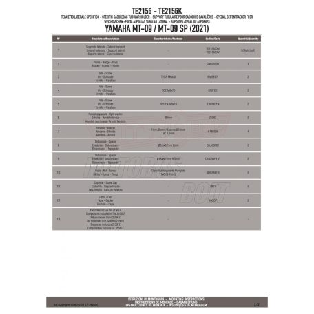 Oldaltáska tartó Easylock táskához YAMAHA MT-09 (21-22) / YAMAHA MT-09 SP (21-22) GIVI