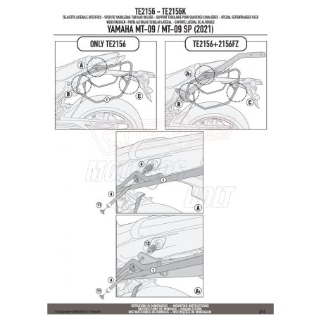 Oldaltáska tartó Easylock táskához YAMAHA MT-09 (21-22) / YAMAHA MT-09 SP (21-22) GIVI