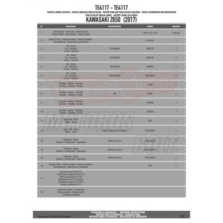 Oldaltáska tartó Easylock táskához Kawasaki Z 650 (2017-2024) GIVI