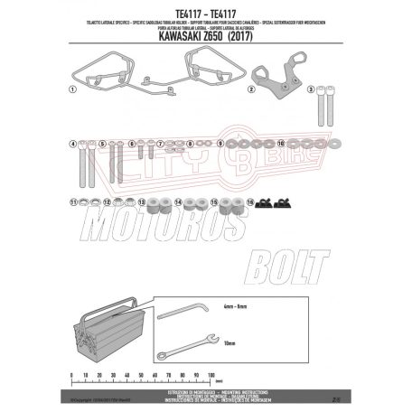 Oldaltáska tartó Easylock táskához Kawasaki Z 650 (2017-2024) GIVI
