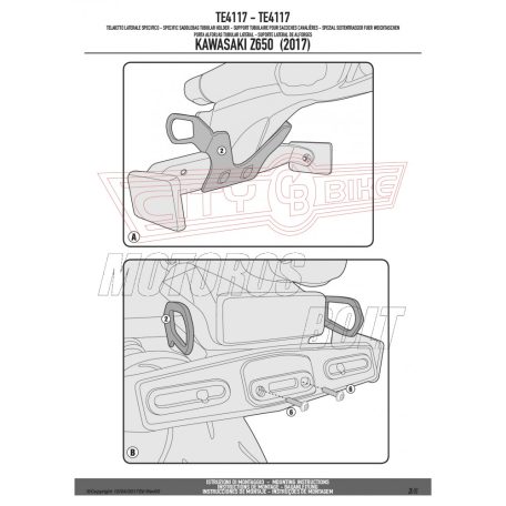 Oldaltáska tartó Easylock táskához Kawasaki Z 650 (2017-2024) GIVI