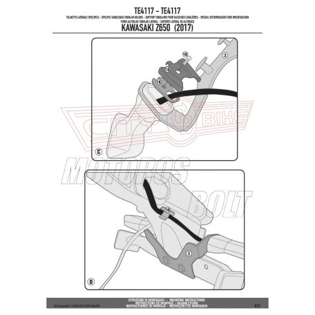 Oldaltáska tartó Easylock táskához Kawasaki Z 650 (2017-2024) GIVI