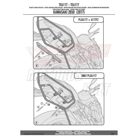 Oldaltáska tartó Easylock táskához Kawasaki Z 650 (2017-2024) GIVI