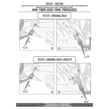 Oldaltáska tartó Easylock táskához BMW F 900 R (2020-2025) / F 900 XR (2020-2025) GIVI