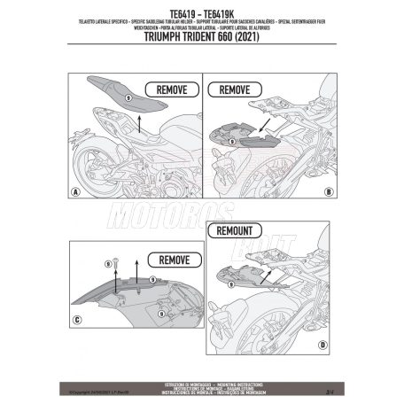 Oldaltáska tartó Easylock táskához TRIUMPH Trident 660 (21-24) GIVI