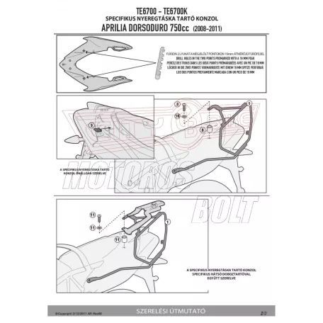 Oldaltáska tartó Easylock táskához Aprilia Dorsoduro 750 (08-16) GIVI