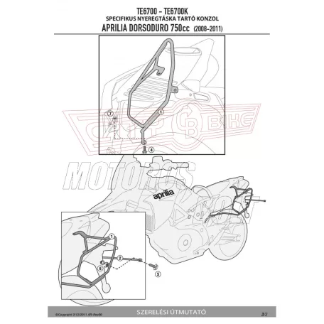 Oldaltáska tartó Easylock táskához Aprilia Dorsoduro 750 (08-16) GIVI