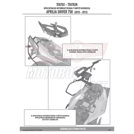 Oldaltáska tartó Easylock táskához Aprilia Shiver 750 (10-16), 900-nem ABS-es (16-20)