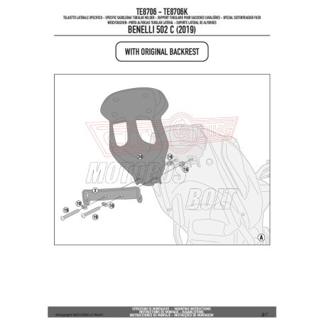 Oldaltáska tartó Easylock táskához Benelli 500 C (19-24) GIVI