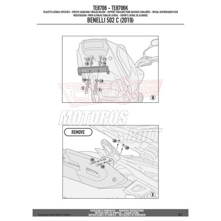 Oldaltáska tartó Easylock táskához Benelli 500 C (19-24) GIVI