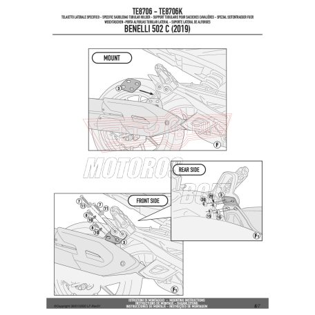 Oldaltáska tartó Easylock táskához Benelli 500 C (19-24) GIVI