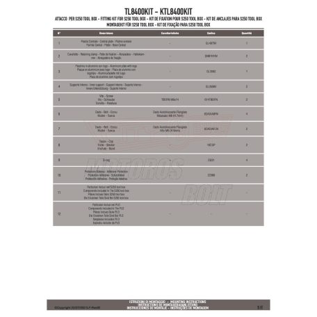 Szerszámosláda rögzítő kit GIVI TL8400KIT