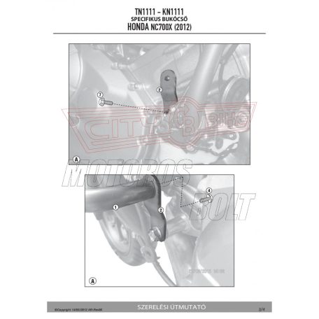 Bukócső Honda NC 700 S (12-13) / Honda NC 700 X (12-13) / Honda NC 750 S (14-20) / Honda NC 750 X (14-20) / Honda NC 750S DCT (14-15) GIVI