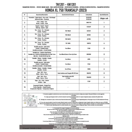 Bukócső HONDA XL 750 Transalp (2023-2024), HONDA XL 750 Transalp (2025) GIVI