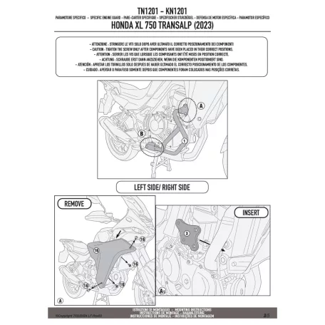 Bukócső HONDA XL 750 Transalp (2023-2024), HONDA XL 750 Transalp (2025) GIVI