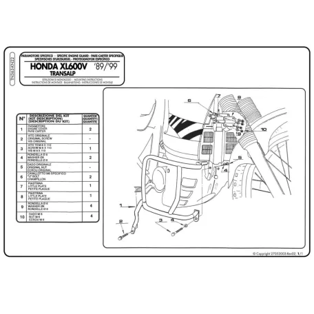 Bukócső Honda XL 600 V Transalp (89-99) GIVI