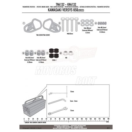 Bukócső KAWASAKI VERSYS 650 (22-25) GIVI