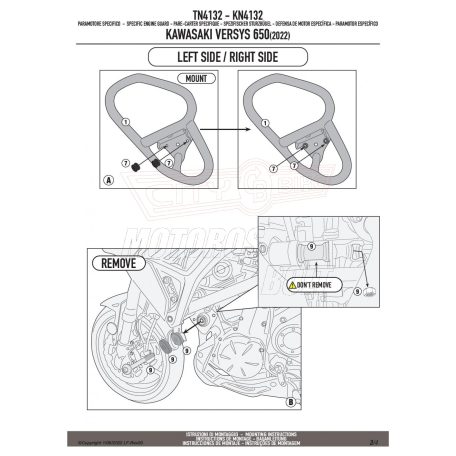 Bukócső KAWASAKI VERSYS 650 (22-25) GIVI