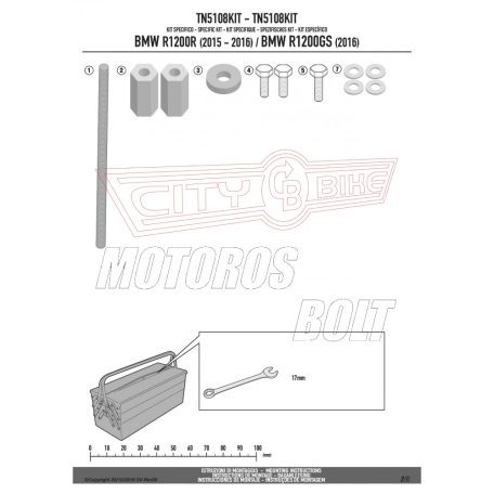 Bukócső felfogató szett BMW R 1200 GS (2013-2018) / BMW R 1200 R (2015-2018) / BMW R 1200 RS (2015-2018) GIVI